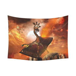 Flying giraffe on a rug Cotton Linen Wall Tapestry 80"x 60"