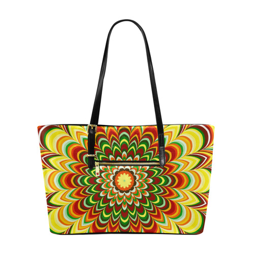 Colorful flower striped mandala Euramerican Tote Bag/Large (Model 1656)