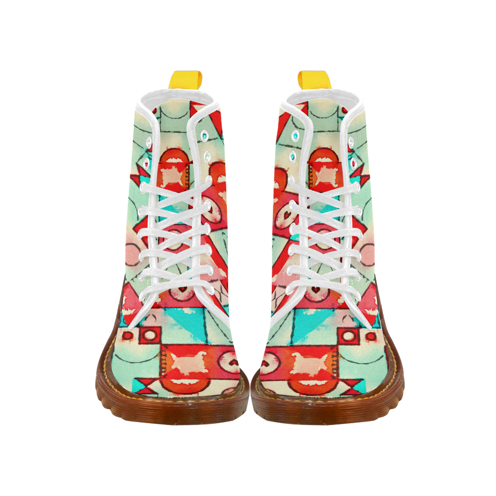 Watercolor Hearts Square Martin Boots For Women Model 1203H