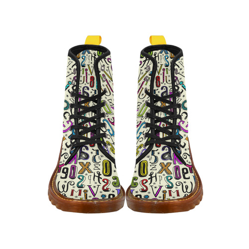 Letters Numbers Stars Typography Pattern Colored Martin Boots For Women Model 1203H