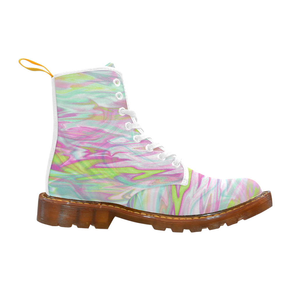 Pastel Iridescent Marble Waves Pattern Martin Boots For Women Model 1203H