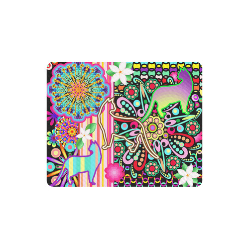 Mandalas, Cats & Flowers Fantasy Pattern Rectangle Mousepad