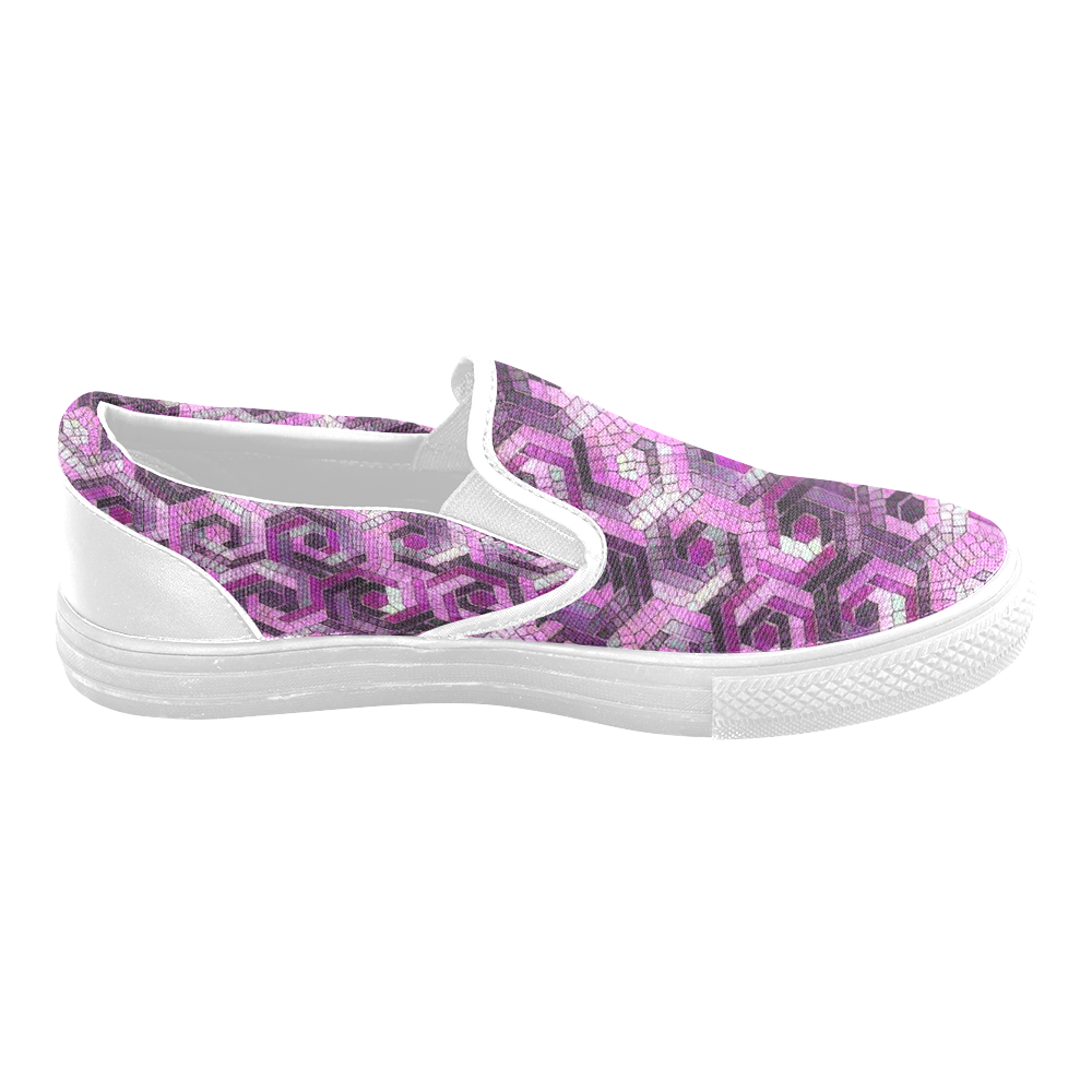 Pattern Factory 23 pink by JamColors Slip-on Canvas Shoes for Men/Large Size (Model 019)