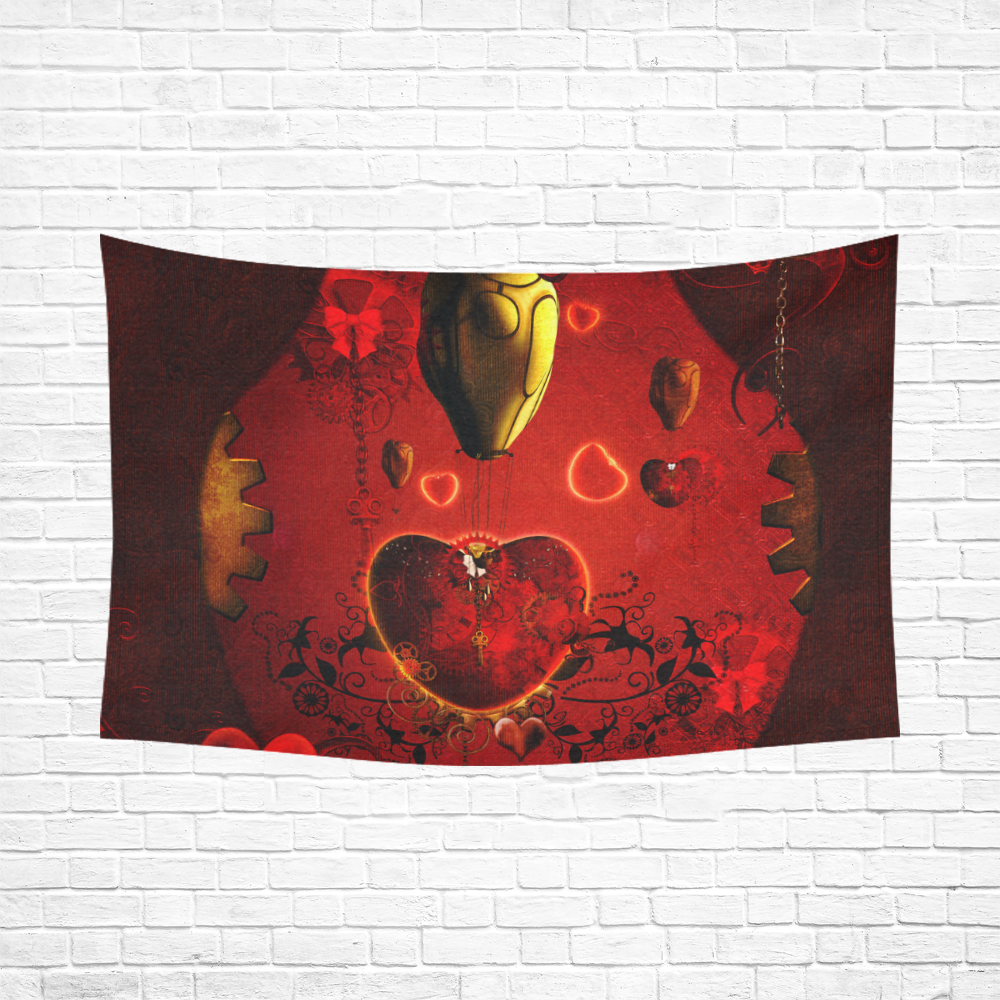 Flying hearts Cotton Linen Wall Tapestry 90"x 60"