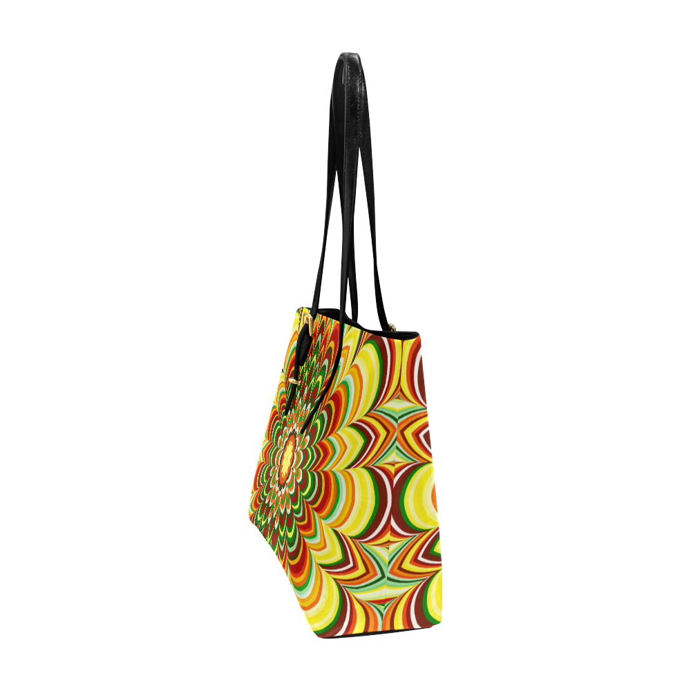 Colorful flower striped mandala Euramerican Tote Bag/Large (Model 1656)