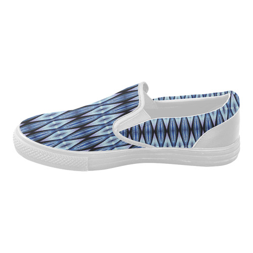 Blue White Diamond Pattern Women's Slip-on Canvas Shoes (Model 019)