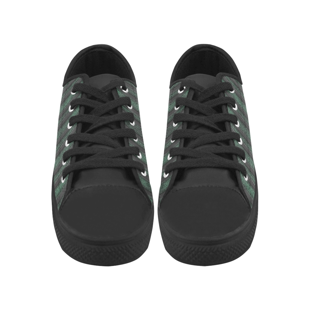 Trendy dark green leather look lines Aquila Microfiber Leather Women's Shoes (Model 031)