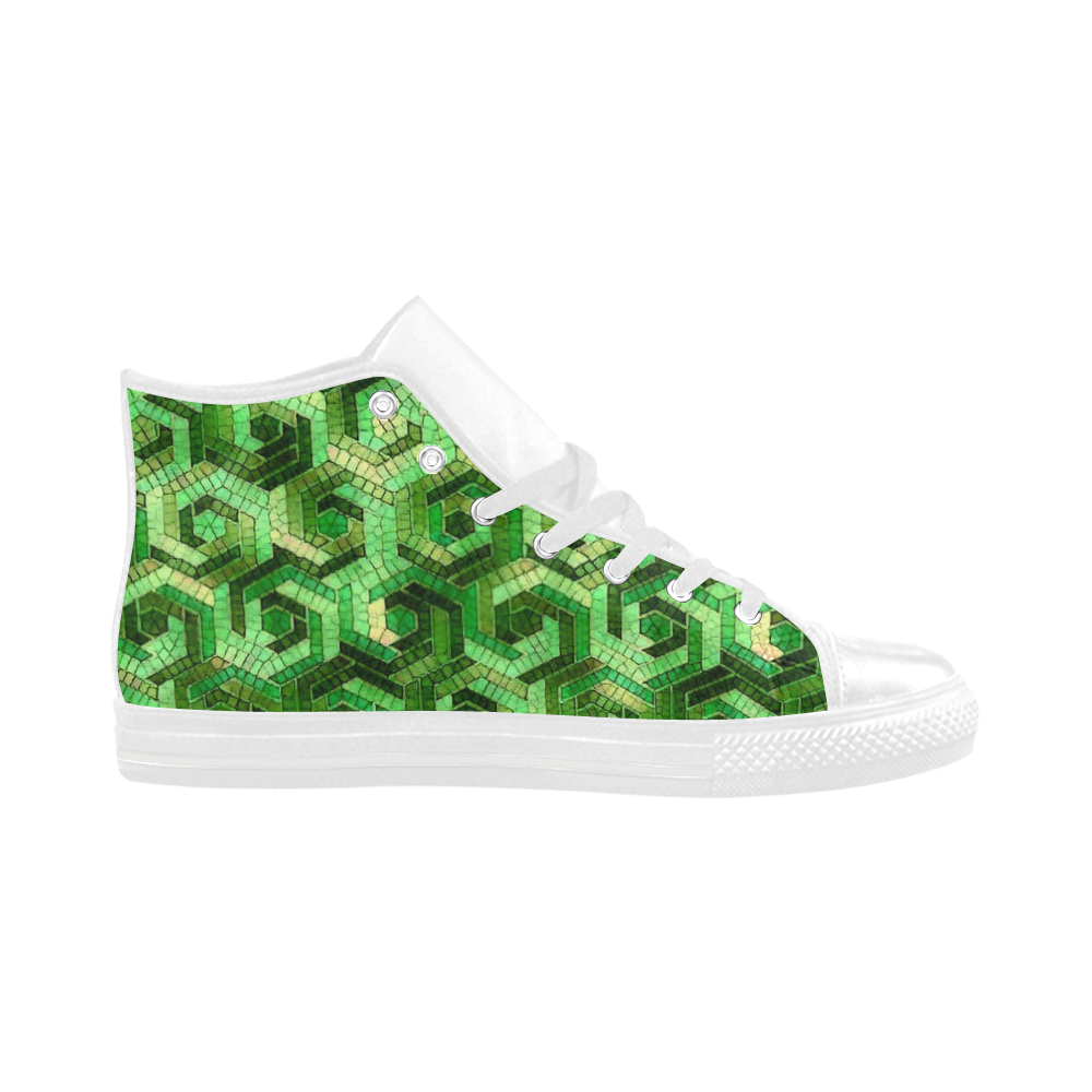 Pattern Factory 23 green by JamColors Aquila High Top Microfiber Leather Men's Shoes (Model 032)