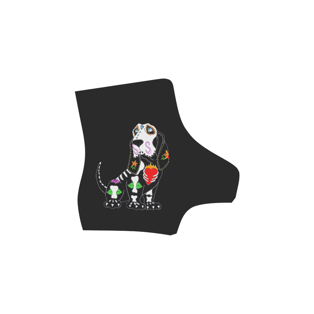 Basset Hound Sugar Skull Martin Boots For Women Model 1203H