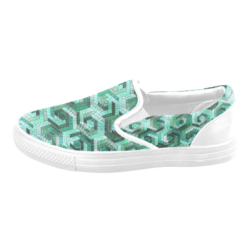 Pattern Factory 23 teal by JamColors Slip-on Canvas Shoes for Men/Large Size (Model 019)