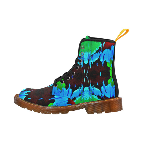 Abstract Green Brown, Blue Red Marbling Martin Boots For Women Model 1203H