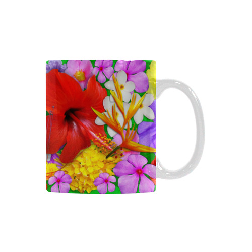 Exotic Flowers Colorful Explosion White Mug(11OZ)