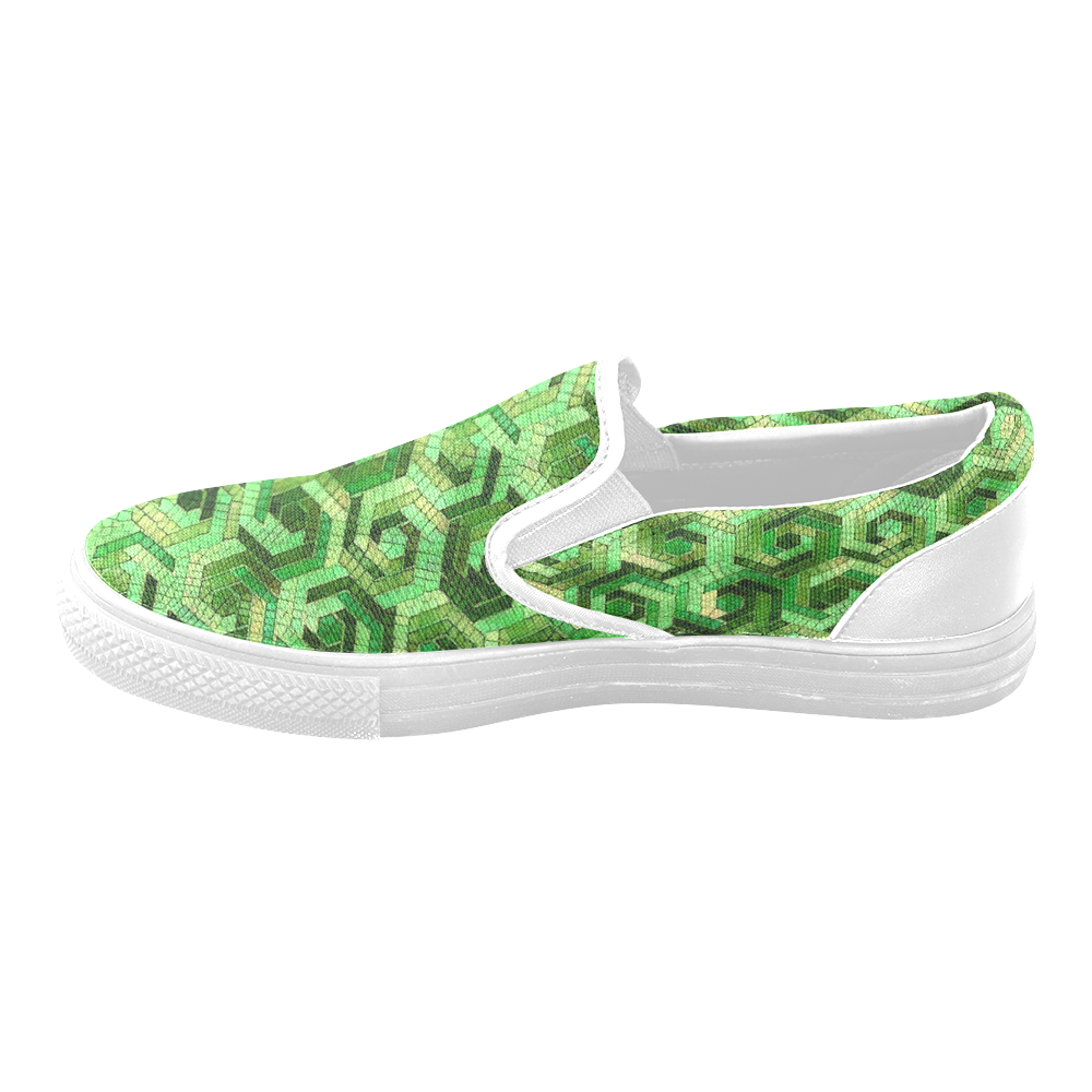 Pattern Factory 23 green by JamColors Slip-on Canvas Shoes for Men/Large Size (Model 019)