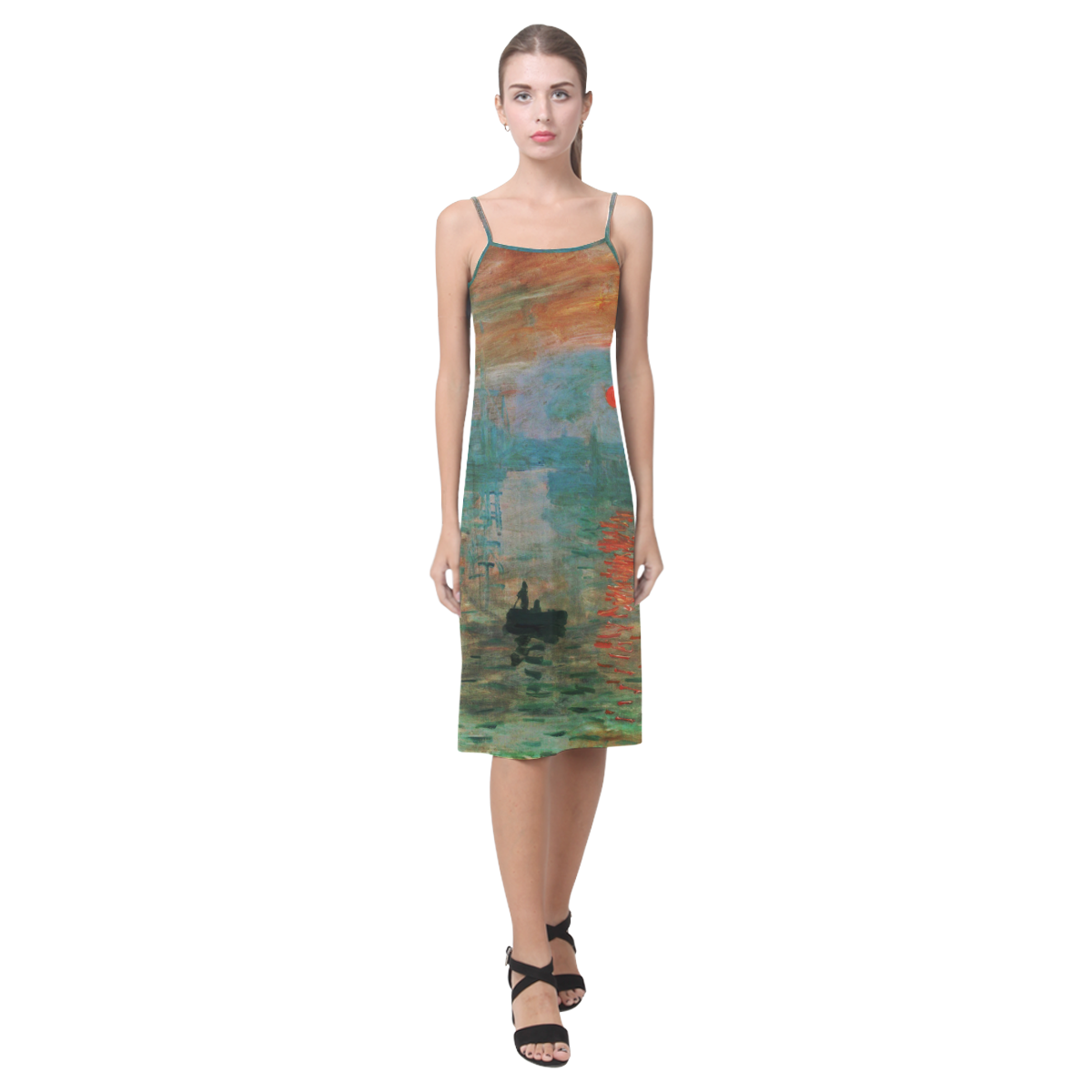 Impression Sunrise Claude Monet Fine Art Alcestis Slip Dress (Model D05)