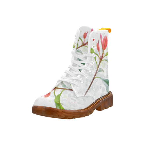 3 colors leaves, red blue green. Floral watercolor Martin Boots For Women Model 1203H