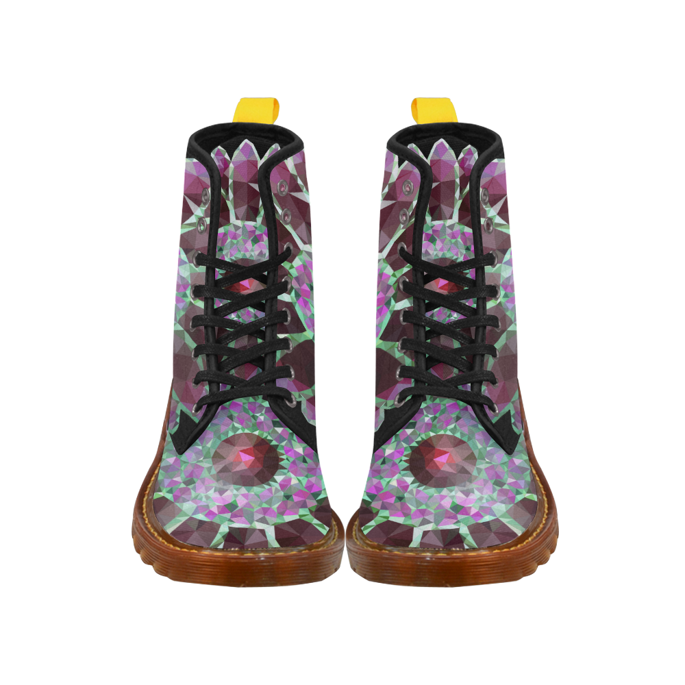 Red Mosaic Flower Martin Boots For Women Model 1203H