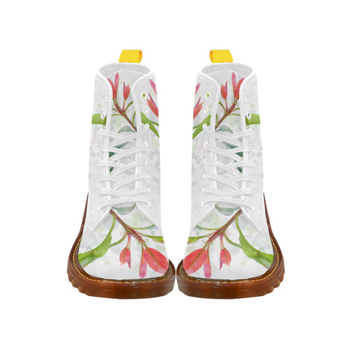 3 colors leaves, red blue green. Floral watercolor Martin Boots For Women Model 1203H