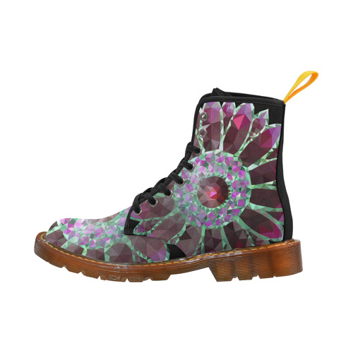 Red Mosaic Flower Martin Boots For Women Model 1203H