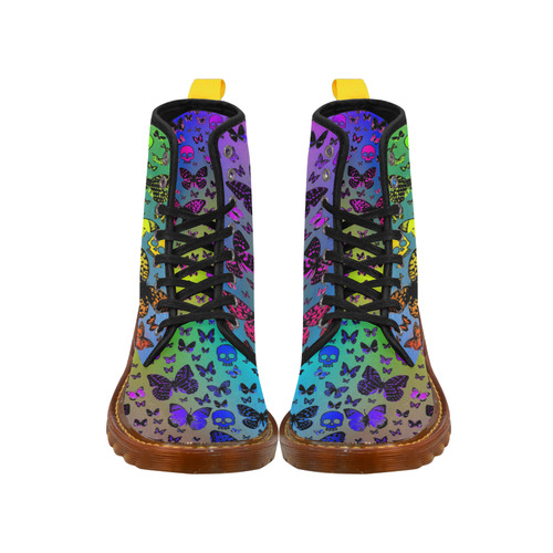 Rainbow Skulls & Butterflies Martin Boots For Women Model 1203H