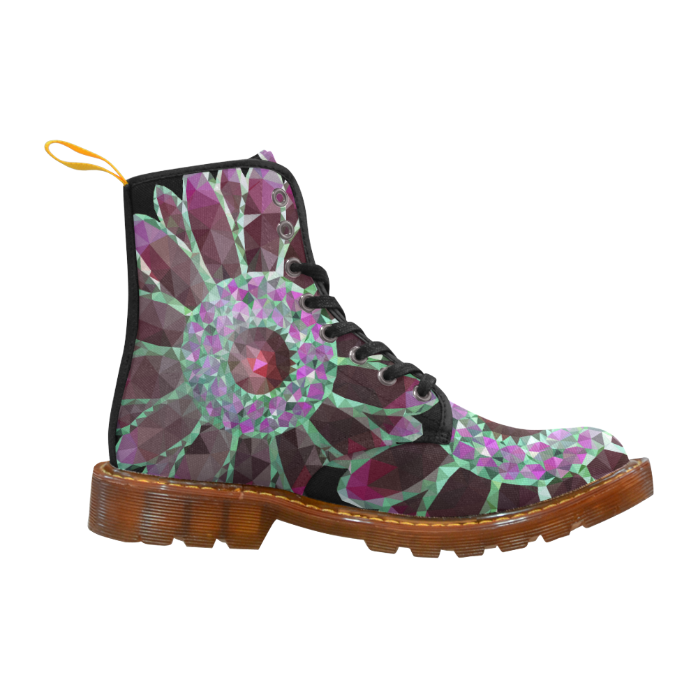 Red Mosaic Flower Martin Boots For Women Model 1203H