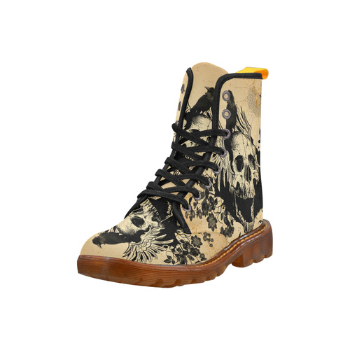 Awesome skull with crow Martin Boots For Men Model 1203H