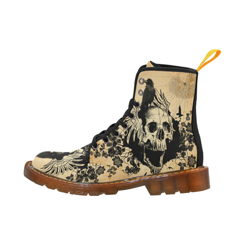 Awesome skull with crow Martin Boots For Men Model 1203H