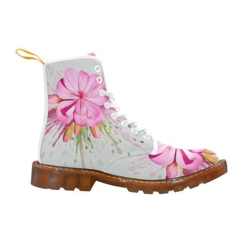 Pink flower color splash - floral watercolor Martin Boots For Women Model 1203H