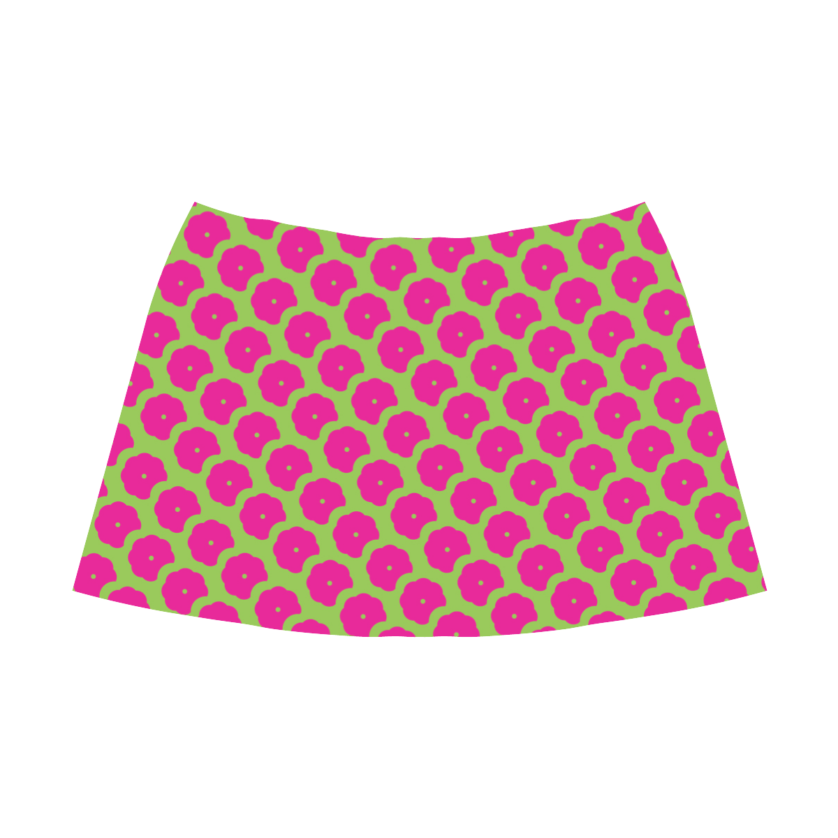 Bright Pink and Green Pattern Mnemosyne Women's Crepe Skirt (Model D16)