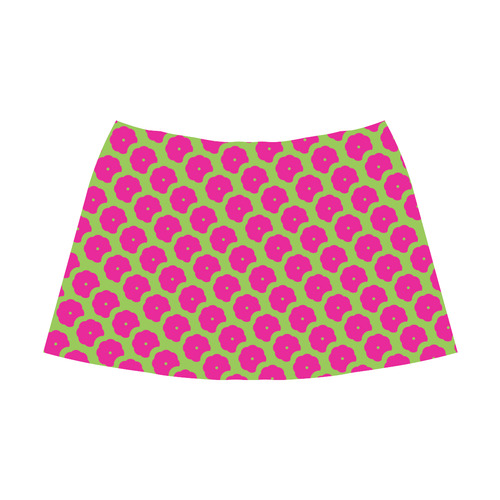 Bright Pink and Green Pattern Mnemosyne Women's Crepe Skirt (Model D16)