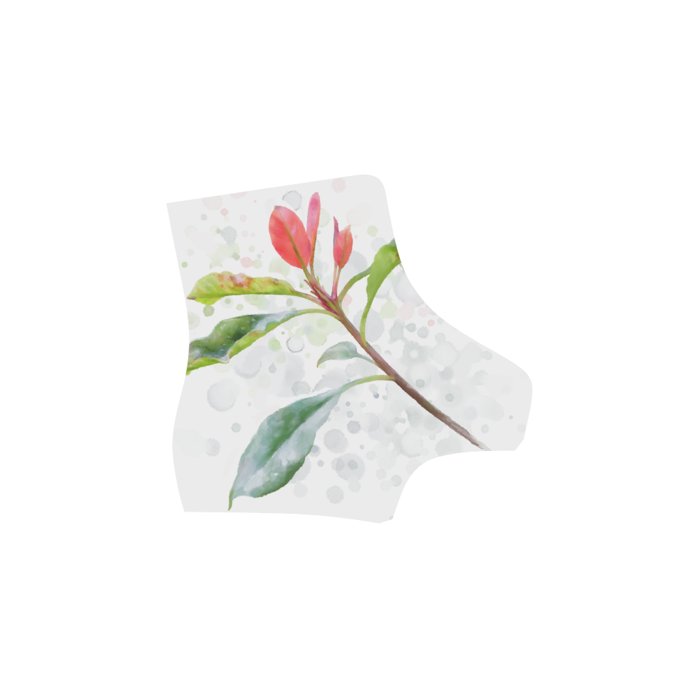 3 colors leaves, red blue green. Floral watercolor Martin Boots For Women Model 1203H