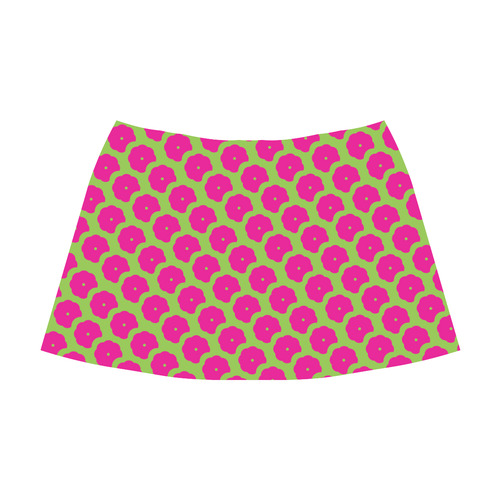 Bright Pink and Green Pattern Mnemosyne Women's Crepe Skirt (Model D16)