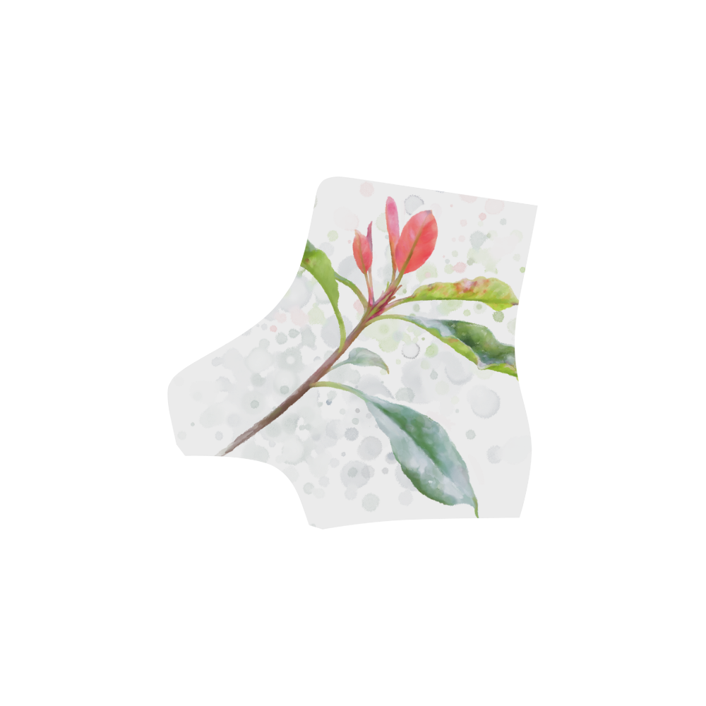 3 colors leaves, red blue green. Floral watercolor Martin Boots For Women Model 1203H