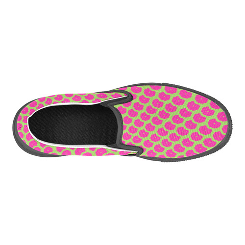 Bright Pink and Green Pattern Slip-on Canvas Shoes for Kid (Model 019)