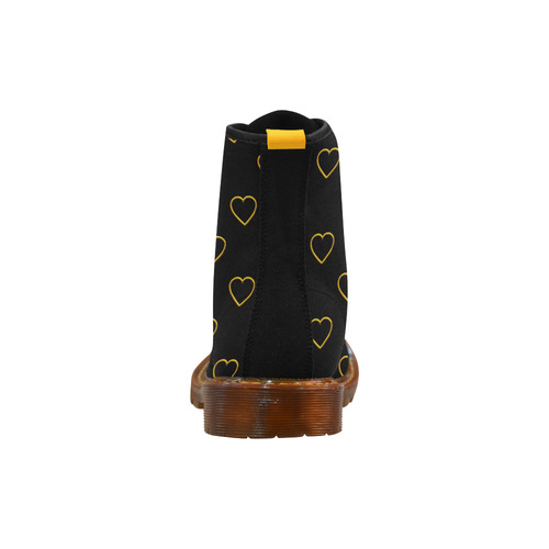Golden Valentine Love Hearts on Black Martin Boots For Women Model 1203H