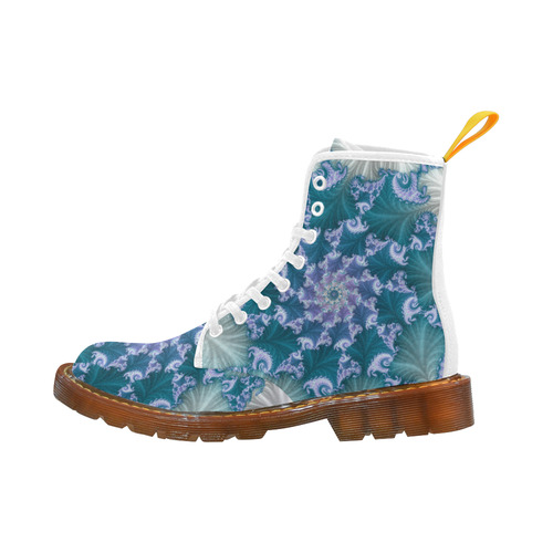 Floral spiral in soft blue on flowing fabric Martin Boots For Women Model 1203H