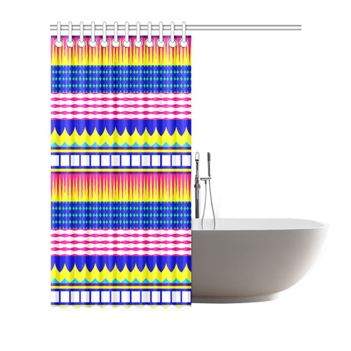 Rectangles waves and circles Shower Curtain 72"x72"