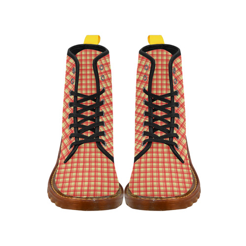 checkered Fabric red by FeelGood Martin Boots For Men Model 1203H