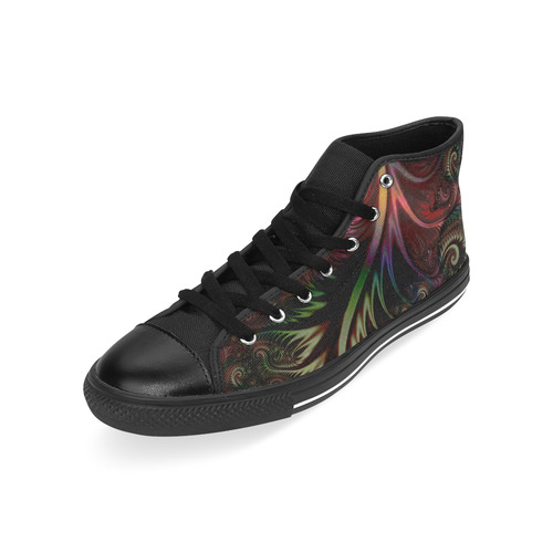 fractal pattern with dots and waves Men’s Classic High Top Canvas Shoes /Large Size (Model 017)