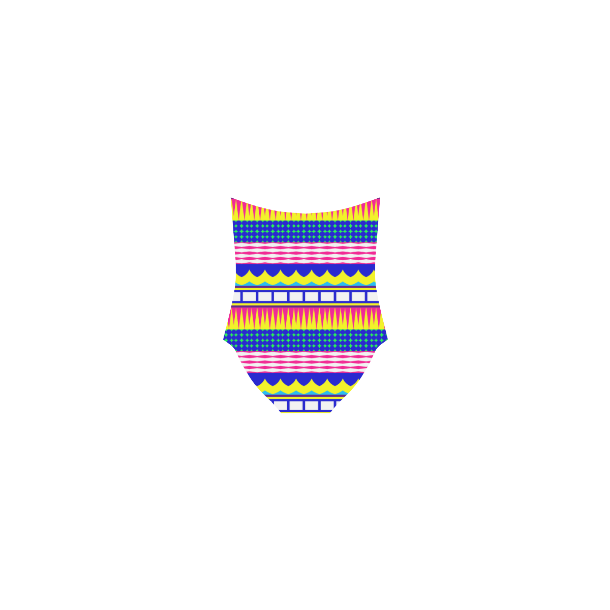 Rectangles waves and circles Strap Swimsuit ( Model S05)