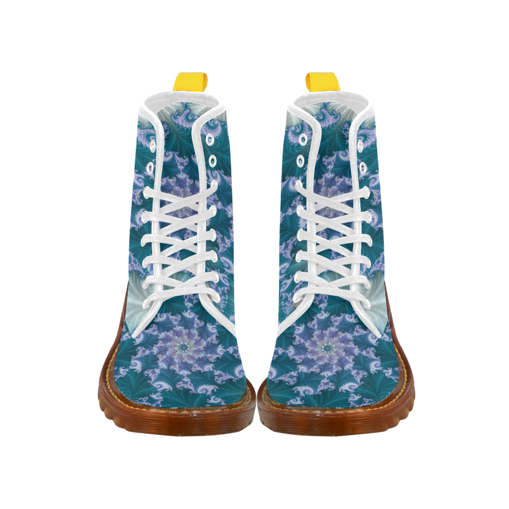 Floral spiral in soft blue on flowing fabric Martin Boots For Women Model 1203H