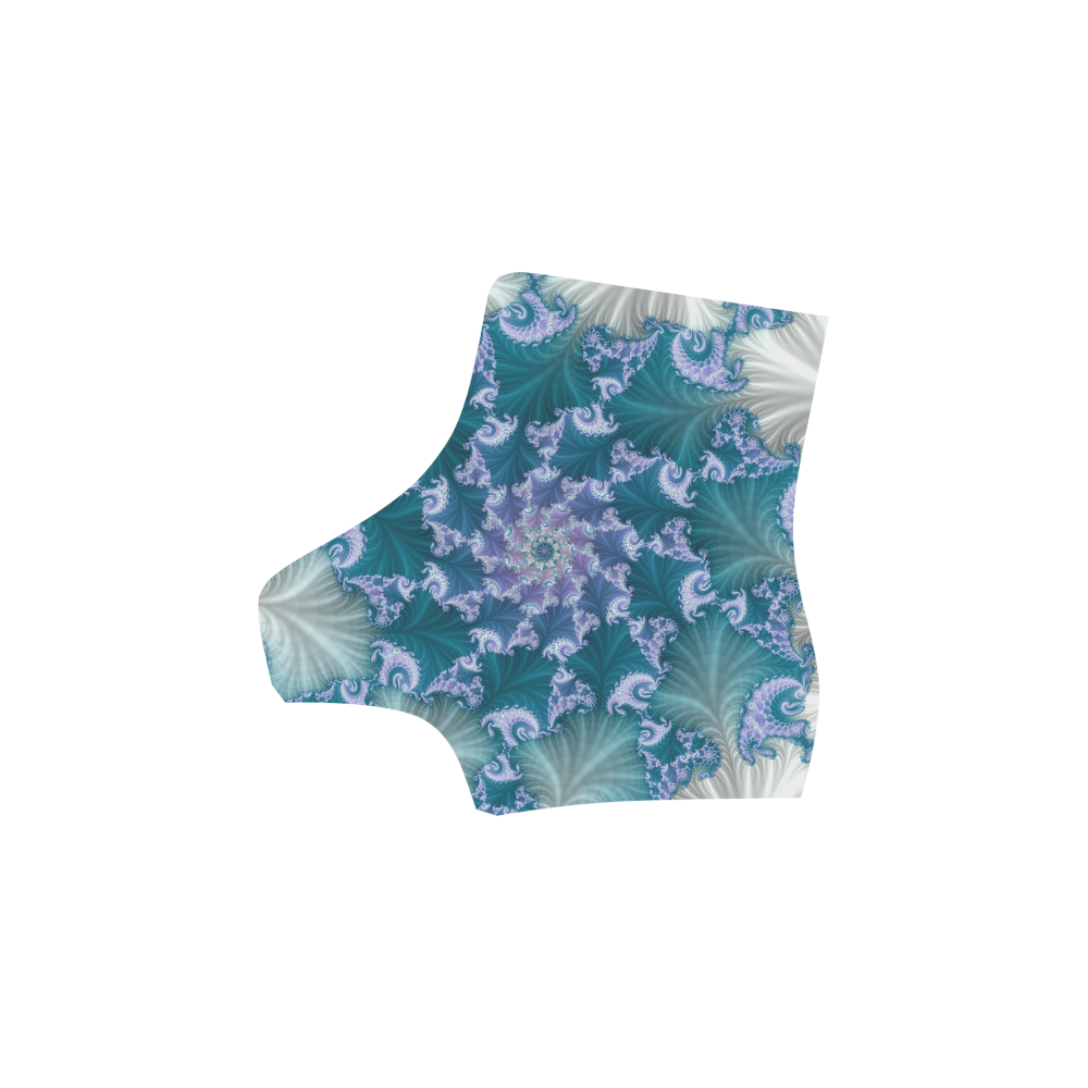 Floral spiral in soft blue on flowing fabric Martin Boots For Women Model 1203H