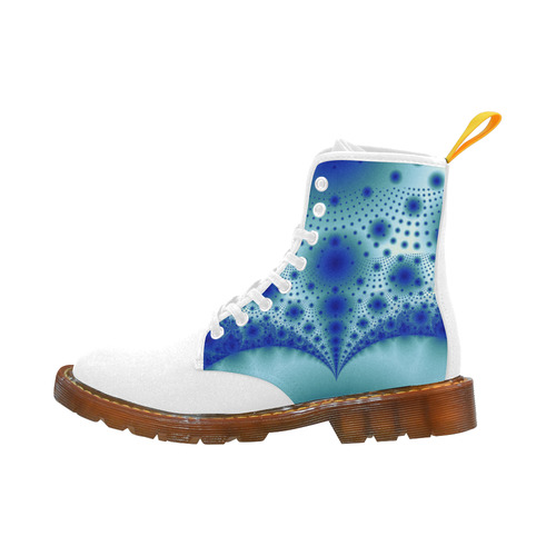 Floral spiral in soft blue on flowing Martin Boots For Women Model 1203H