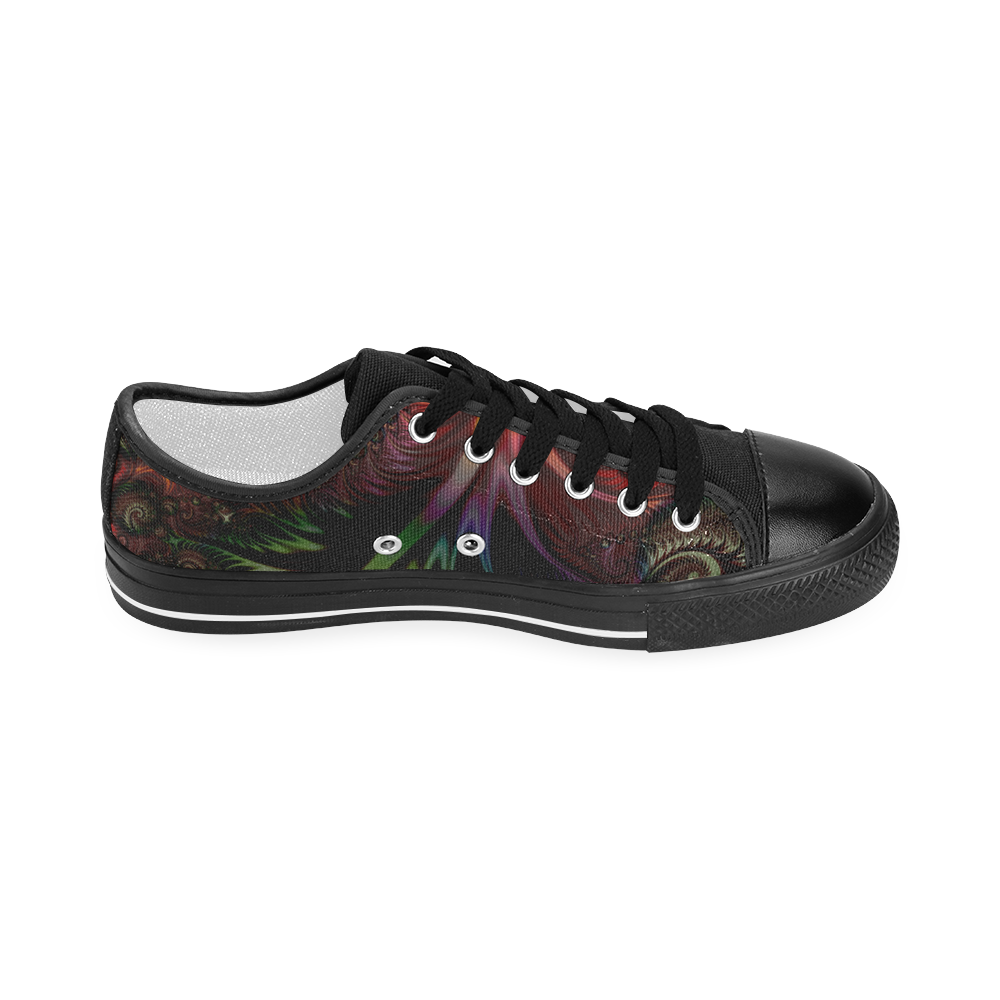 fractal pattern with dots and waves Men's Classic Canvas Shoes (Model 018)