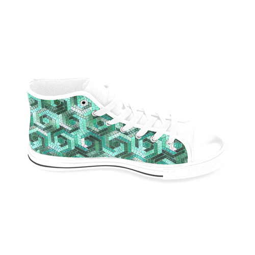 Pattern Factory 23 teal by JamColors Men’s Classic High Top Canvas Shoes /Large Size (Model 017)
