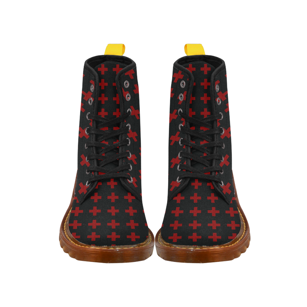 Punk Rock Red Crosses pattern design Martin Boots For Women Model 1203H