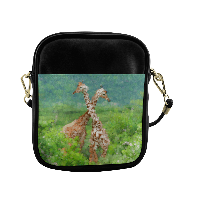 Two Giraffes In Forest Nature Art Sling Bag (Model 1627)