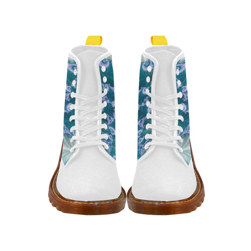 Floral spiral in soft blue on flowing fabric Martin Boots For Women Model 1203H