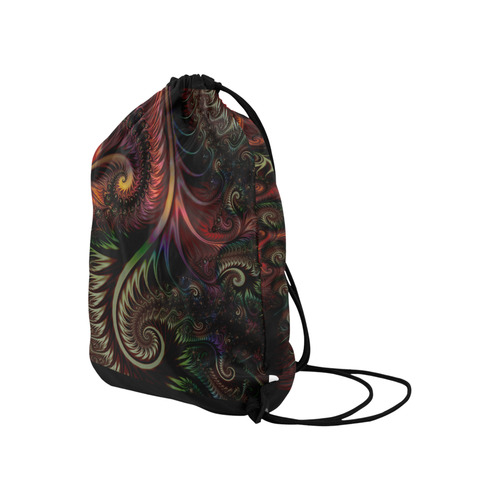 fractal pattern with dots and waves Large Drawstring Bag Model 1604 (Twin Sides)  16.5"(W) * 19.3"(H)