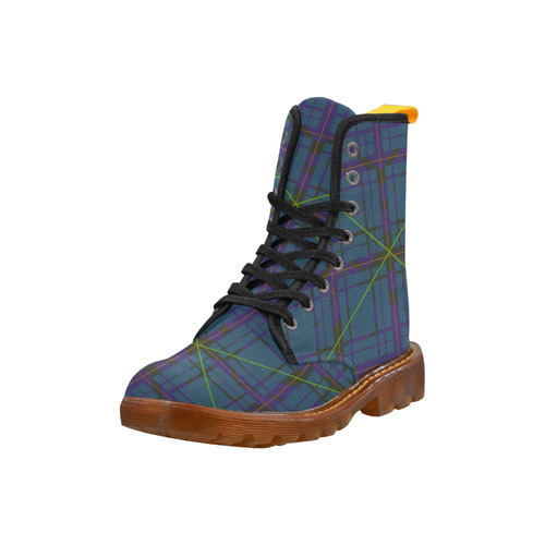 Neon Plaid 80's style design Martin Boots For Women Model 1203H