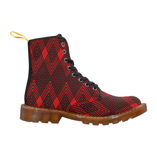 Red and black geometric  pattern,  with rombs. Martin Boots For Men Model 1203H